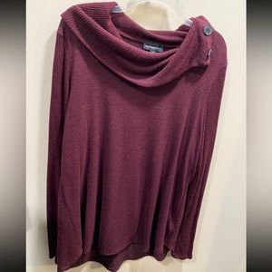 Dark purple button detail knot top
